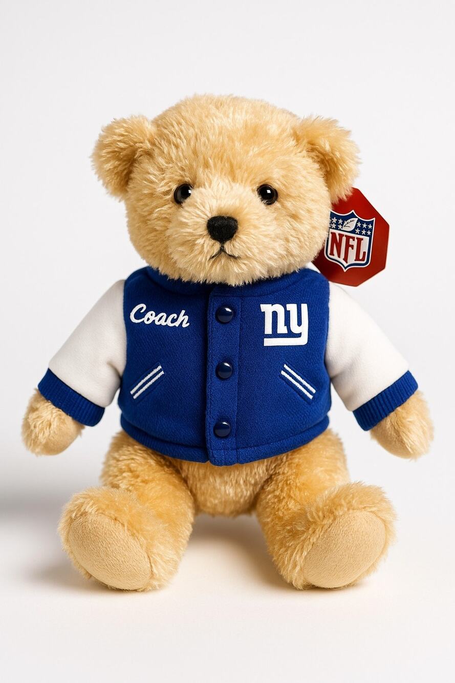 New York Giants Plush Teddy Bear Varsity Coach Jacket Football NFL Stuffed Toy